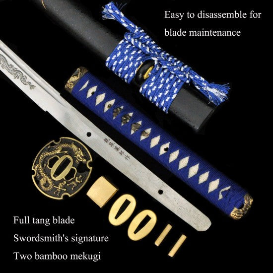 HanBon Forged Japanese Samurai Sword Real Dragon Katana T10 Steel Full Tang - Culture Kraze Marketplace.com
