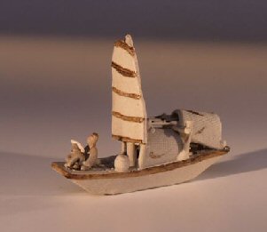 Man on Sampan Boat  Unglazed Figurine - Culture Kraze Marketplace.com