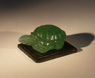Glass Turtle Figurine With Wooden Stand - Culture Kraze Marketplace.com