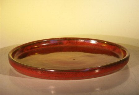 Parisian Red Ceramic Humidity/Drip Bonsai Tray - Round  10" x 1" OD / 9.25" x 0.5" ID - Culture Kraze Marketplace.com