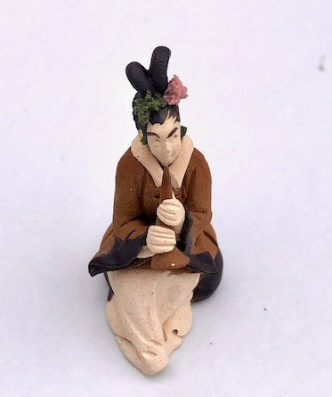 Female Musician Mud Figurine Playing Wind Instrument - Culture Kraze Marketplace.com