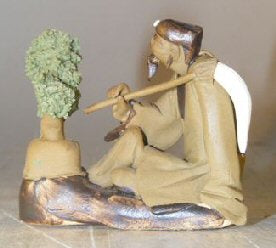Ceramic Figurine: Man with Bonsai Tree Holding a Brush - Culture Kraze Marketplace.com