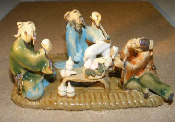 Miniature Ceramic Figurine: Three Men Sitting at a Table - Fine Detail - Culture Kraze Marketplace.com