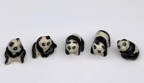 Ceramic Panda Figurines- Set of 5 Various Poses - 1.5" - Culture Kraze Marketplace.com