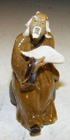Ceramic Miniature Figurine   Man With a Fan   Fine Detail - Culture Kraze Marketplace.com