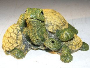 Miniature Turtle Figurine   Three Turtles - One climbing on Back - Culture Kraze Marketplace.com