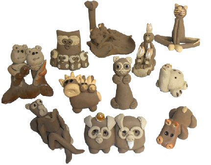 Whimsical Animal Mud Figurines 12 Piece Set - Culture Kraze Marketplace.com