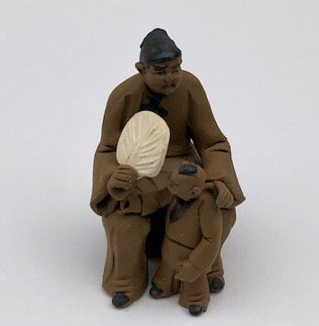 Ceramaic Figurine  Mom & Son Sitting On A Bench - 2.25" - Culture Kraze Marketplace.com