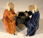 Ceramic Figurine Two Men Sitting On A Bench Playing Chess - 2.5" Color: Orange & Blue - Culture Kraze Marketplace.com