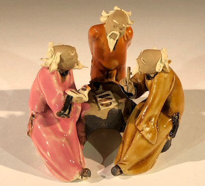 Miniature Ceramic Figurine Three Men Sitting at a Table Scribing - 3" - Culture Kraze Marketplace.com