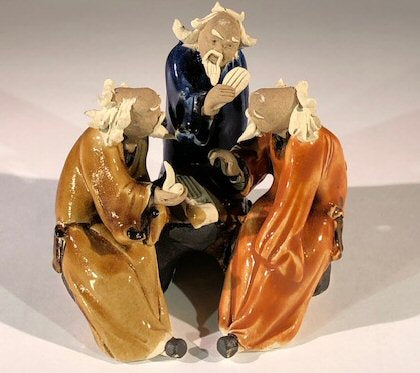 Miniature Ceramic Figurine Three Men Sitting at a Table Playing Musical Instrument - 3" - Culture Kraze Marketplace.com