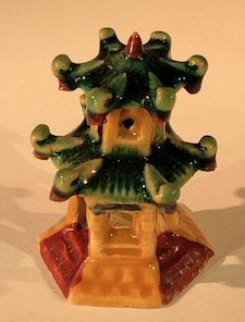 Glazed Ceramic Pagoda Figurine - 2.5" - Culture Kraze Marketplace.com