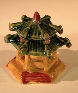 Glazed Ceramic Pagoda Figurine - 2" - Culture Kraze Marketplace.com