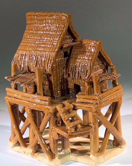 Miniature Ceramic Figurine  Glazed Water Pavilion - 7.0" - Culture Kraze Marketplace.com