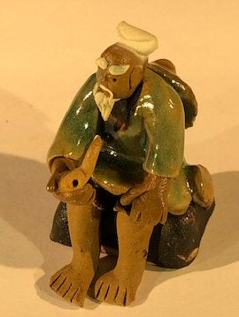 Miniature Ceramic Figurine   Man Holding a Pipe 2" - Culture Kraze Marketplace.com