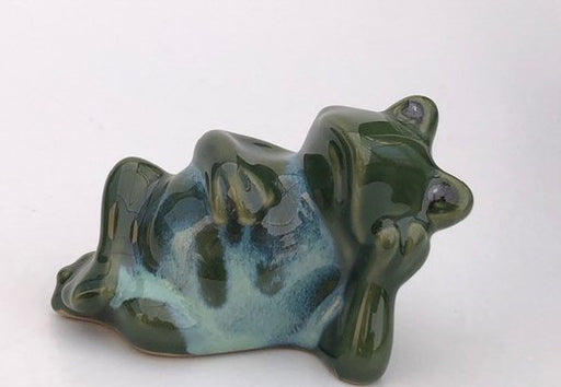 Miniature Ceramic Figurine Frog Relaxing - 3" - Culture Kraze Marketplace.com