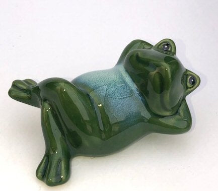Miniature Ceramic Figurine Frog Relaxing - 2.5" - Culture Kraze Marketplace.com