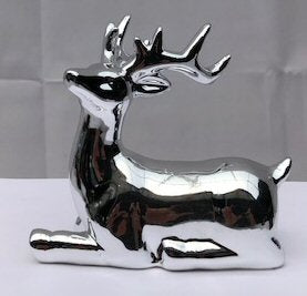 Silver Ceramic Deer Figurine - 5" - Culture Kraze Marketplace.com