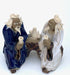 Ceramic Figurine Two Men Sitting On A Bench Drinking Tea 2" Color: Blue & White - Culture Kraze Marketplace.com