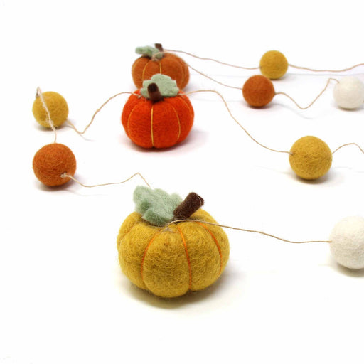 Hand Felted Pumpkin Garland-Wool Fall Garland Decor - Culture Kraze Marketplace.com