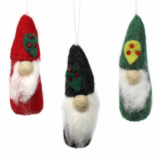 Christmas Gnome Felt Ornaments, Set of 3 - Culture Kraze Marketplace.com