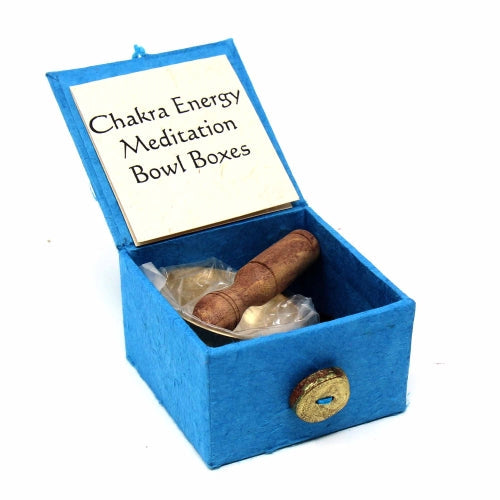 Mini Meditation Bowl Box: 2" Throat Chakra - Culture Kraze Marketplace.com