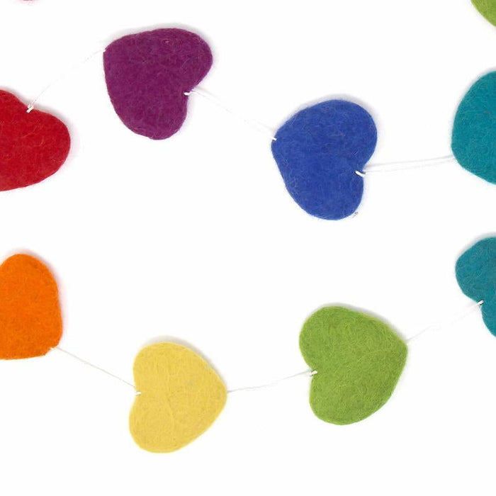 Hand Crafted Felt Hearts Garland, Multicolored - Culture Kraze Marketplace.com
