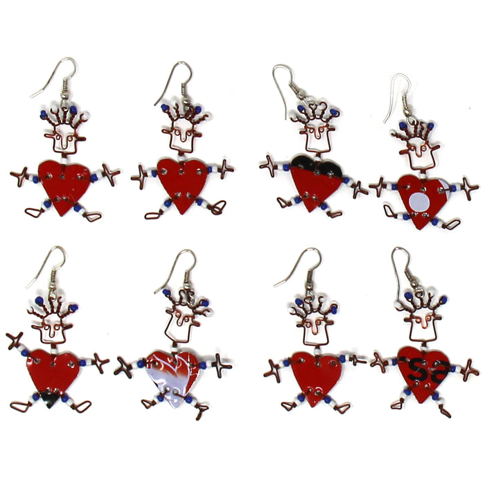 Set of 10 Dancing Heart Earrings in Red - Culture Kraze Marketplace.com
