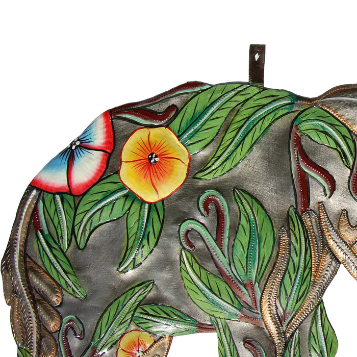 Hibiscus Elephant Haitian Metal Drum Art - Culture Kraze Marketplace.com