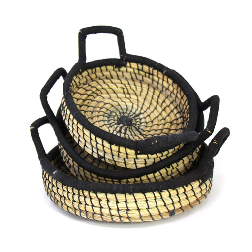 Nested Baskets in Natural with Black Accents, Set of 3 - Culture Kraze Marketplace.com