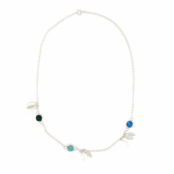 Feathers and Turquoise Alpaca Silver Charm Necklace - Culture Kraze Marketplace.com