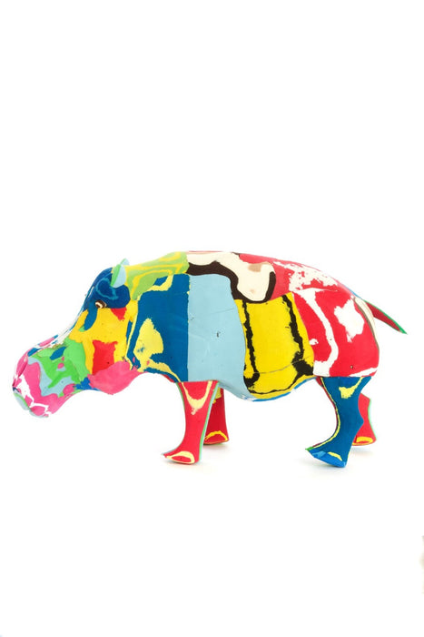 Large Recycled Flip Flop Hippo Sculpture - Culture Kraze Marketplace.com