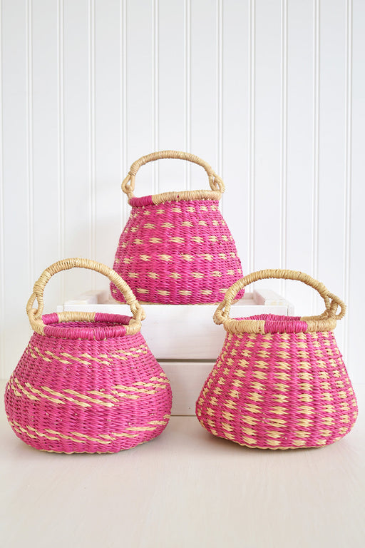 Pink & Natural Baby Ghanaian Kettle Basket - Culture Kraze Marketplace.com