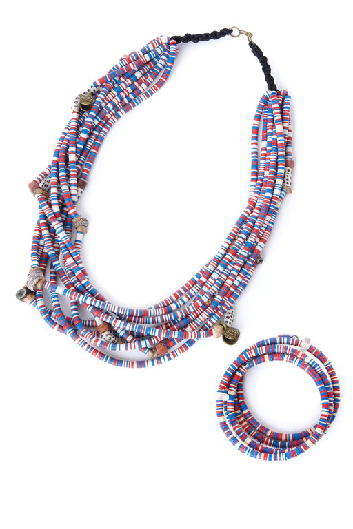 Red, White & Blue Phono Disc Coil Bracelet - Culture Kraze Marketplace.com