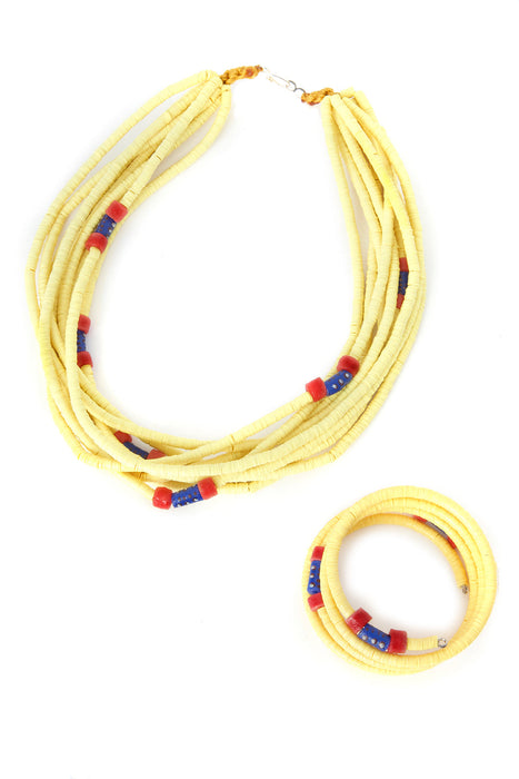 Yellow Phono Disc Coil Bracelet - Culture Kraze Marketplace.com