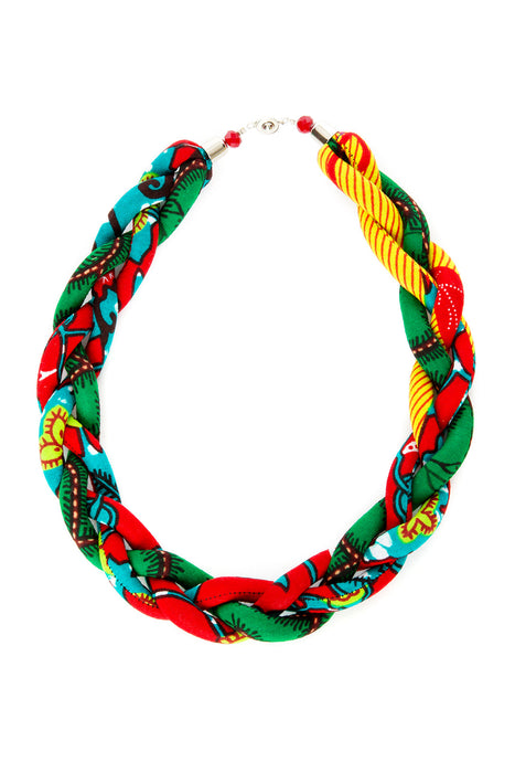 Nana Yaa's Ankara Cloth Braided Necklace in Assorted Colors - Culture Kraze Marketplace.com