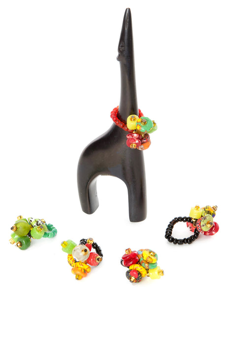 Set of Four Powder Glass Trade Bead Rings - Culture Kraze Marketplace.com