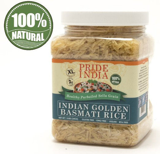 Extra Long Indian Golden Basmati Rice - Healthy Parboiled Sella Grain Jar-1