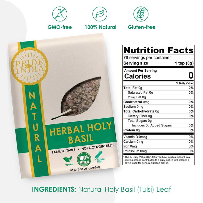 NUTRITEA Natural Tulsi Holy Basil Herbal Full Leaf Tea (Caffeine Free)-4