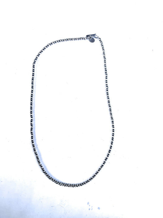 Navajo Sterling Silver Beaded Round Ball Disk Necklace 3mm