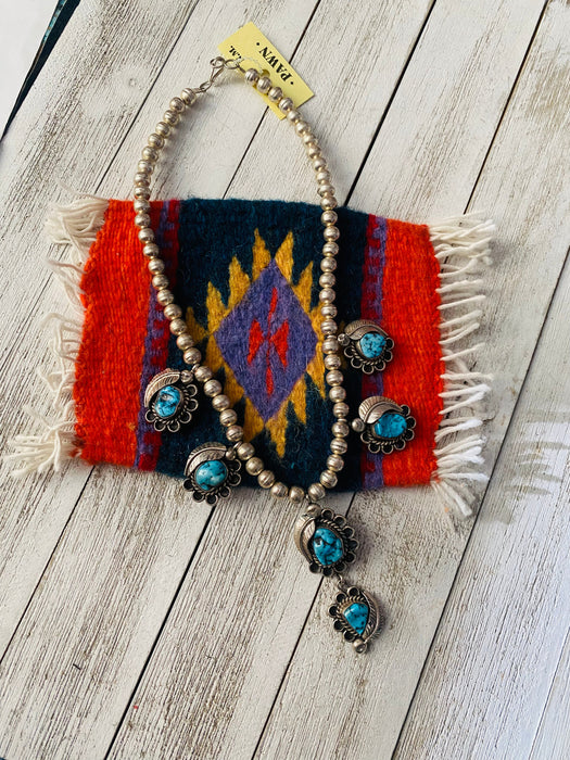 Vintage Old Pawn Navajo Turquoise & Sterling Silver Necklace - Culture Kraze Marketplace.com