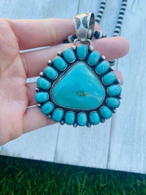 Vintage Navajo Turquoise & Sterling Silver Beaded Cluster  Necklace - Culture Kraze Marketplace.com