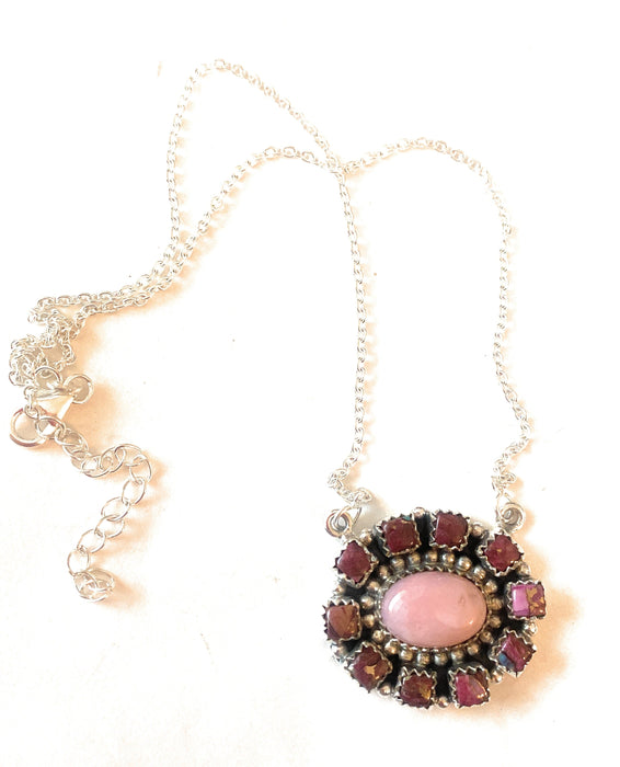 Handmade Sterling Silver, Pink Conch & Pink Dream Cluster Necklace - Culture Kraze Marketplace.com