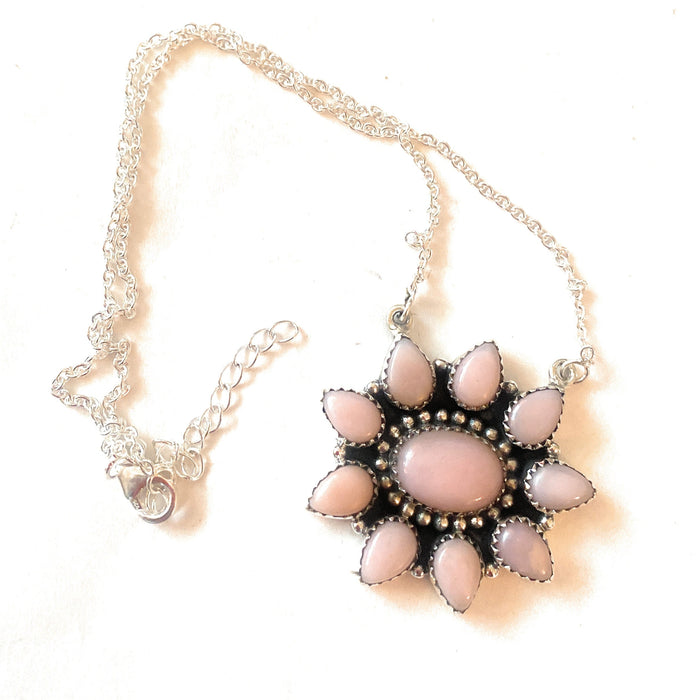 Handmade Sterling Silver & Pink Conch Shell Cluster Necklace - Culture Kraze Marketplace.com