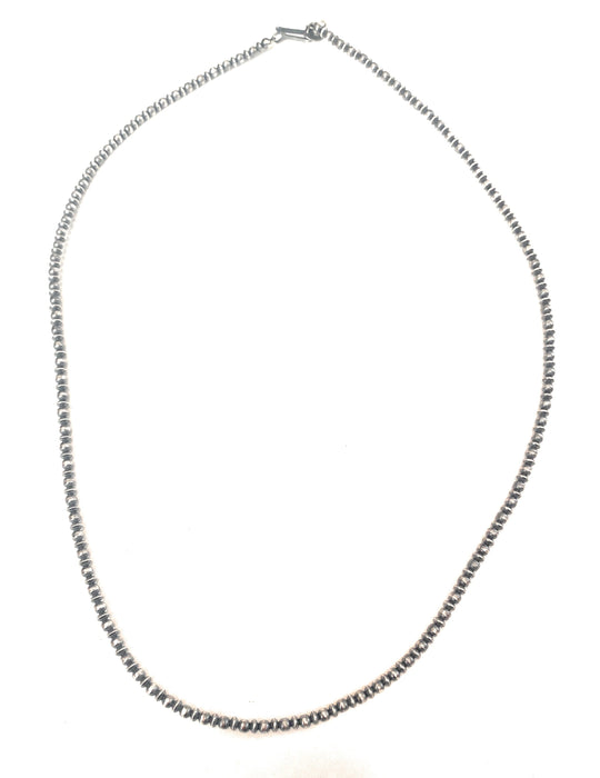 Navajo Sterling Silver Pearl 3mm Beaded Necklace 22” - Culture Kraze Marketplace.com