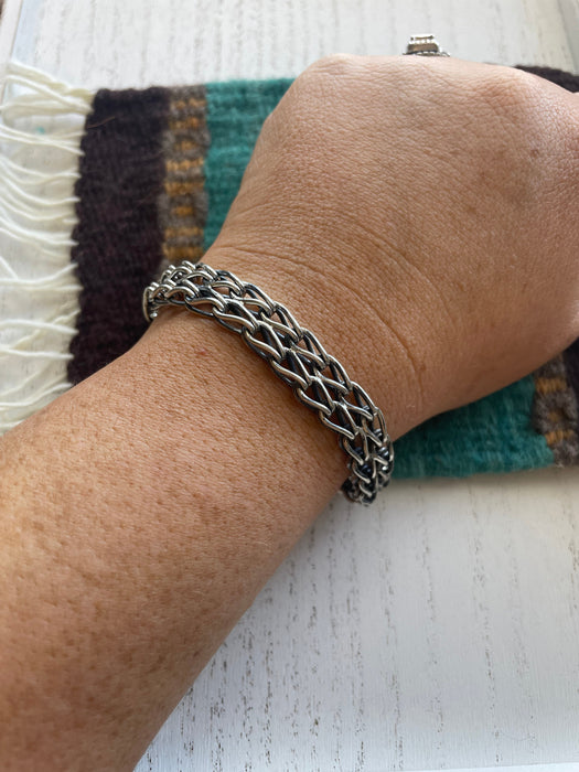 Navajo Handmade Woven Link Sterling Silver Bracelet