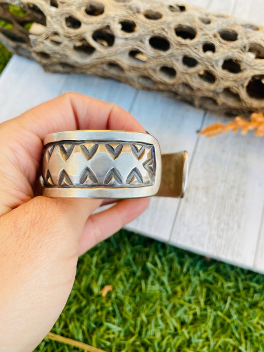 Vintage Hopi Sterling Silver Cuff Bracelet Signed
