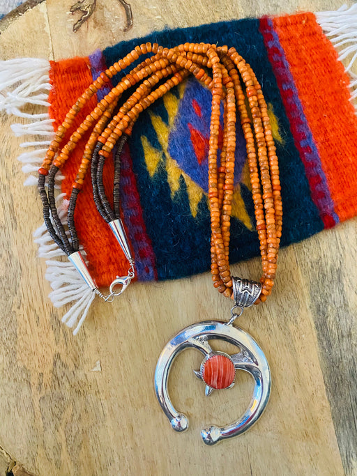 Navajo Sterling Silver & Spiny Beaded Naja Necklace - Culture Kraze Marketplace.com