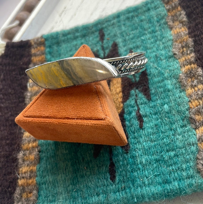 Navajo Bumble Bee Jasper & Sterling Silver Adjustable Cuff Bracelet