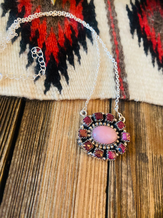 Handmade Sterling Silver, Pink Conch & Pink Dream Cluster Necklace - Culture Kraze Marketplace.com
